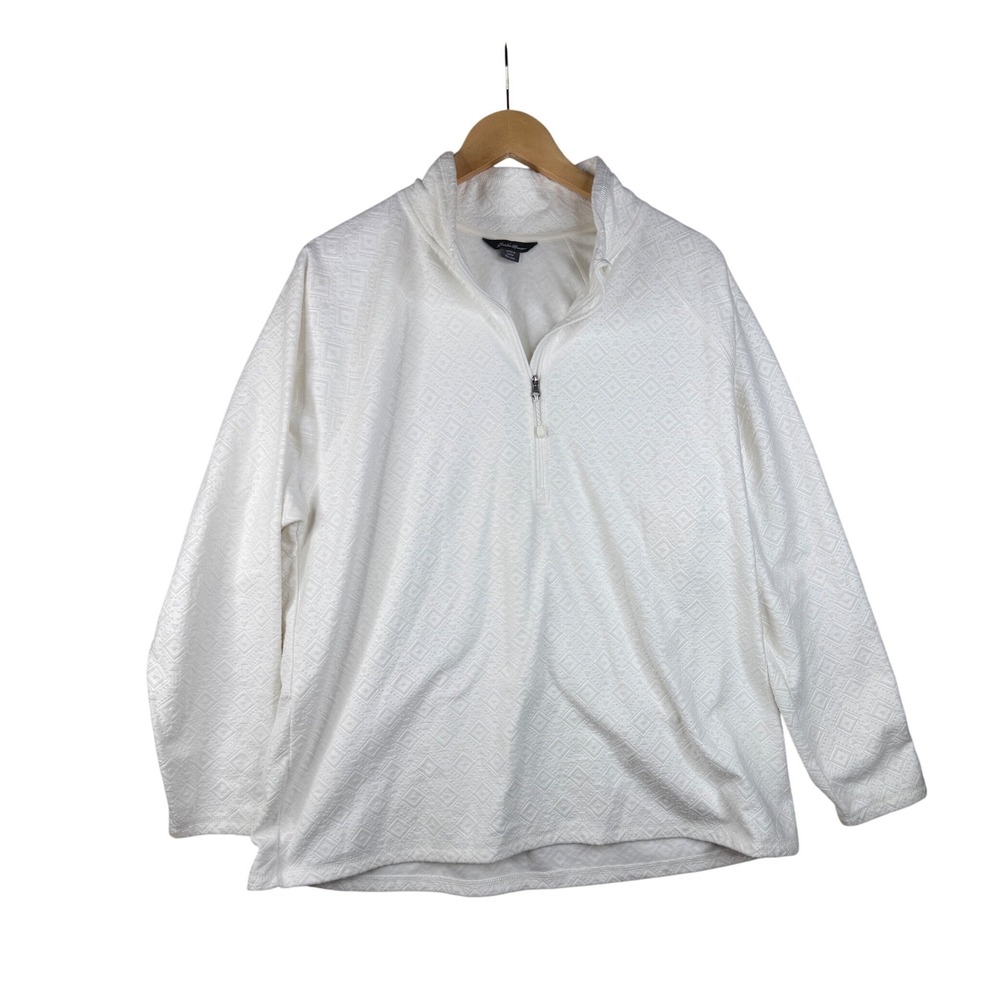 Eddie Bauer Sweater Women's XXL Long Sleeve Polar Fleece Quarter Zip Mock Neck